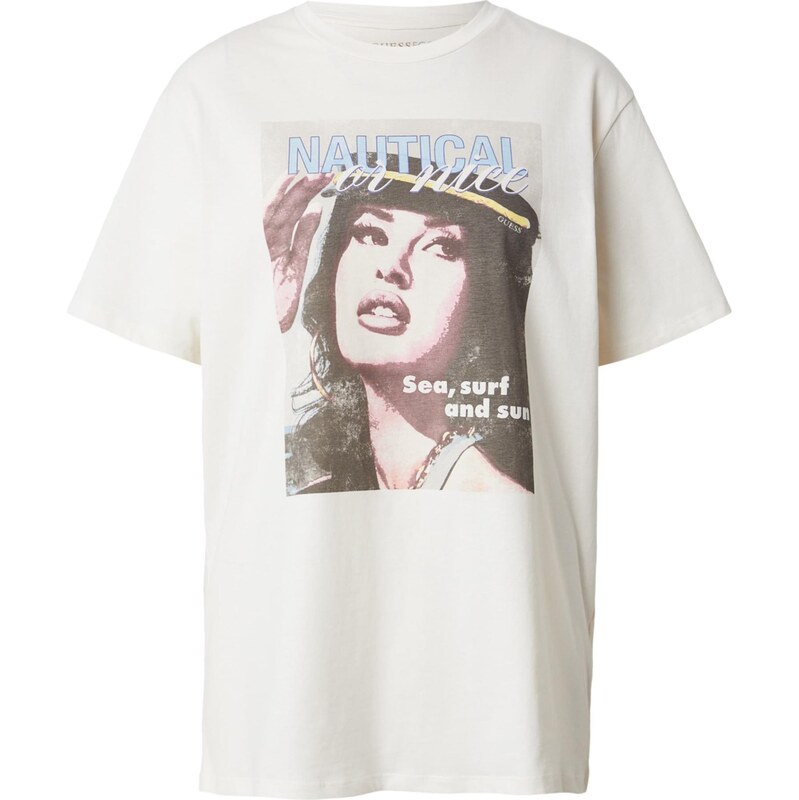 GUESS Tričko SAILOR MAG slonová kosť / svetlomodrá / kamenná / čierna 68415742