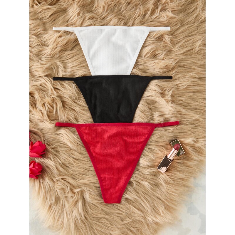 Trendyol Tangá červená / čierna / biela 68415884