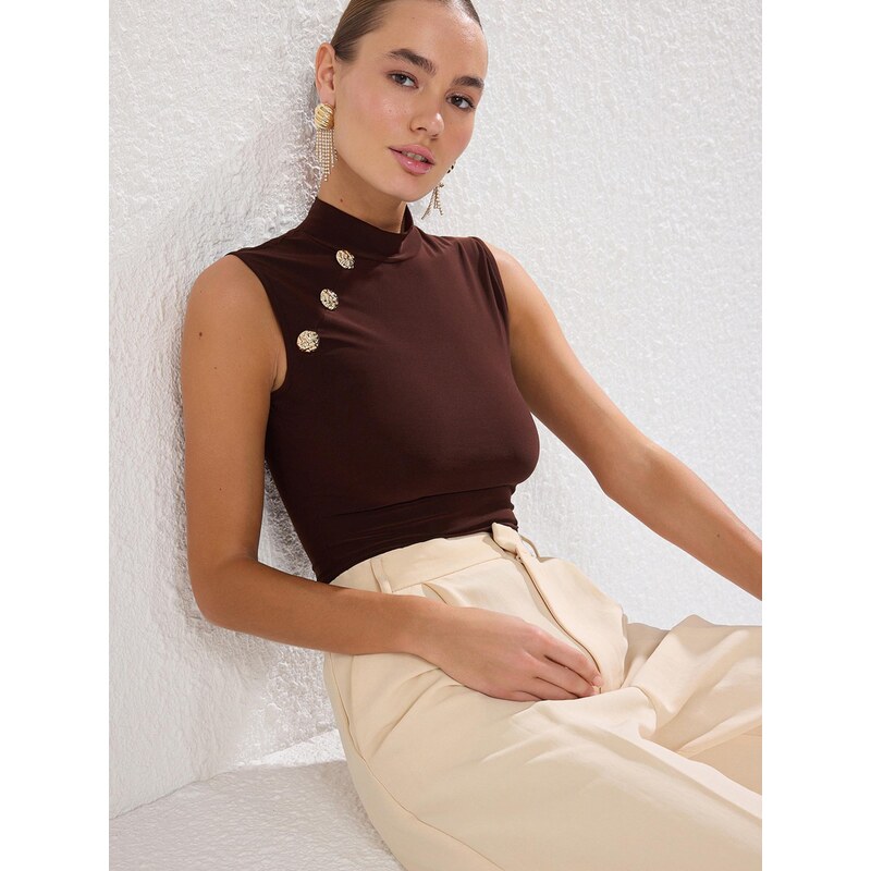 Trendyol Top čokoládová 68416237
