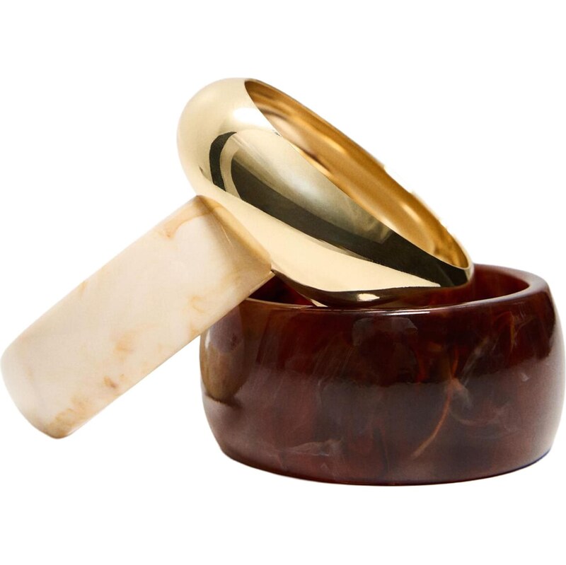 Bershka Náramok nebielená / hnedá / zlatá 68415375