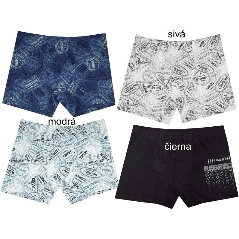 EVONA Chlapčenské boxerky Boxer-det-5V sivá 164 49873632