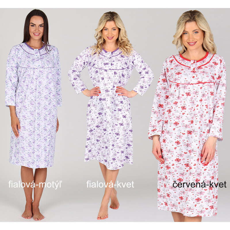 EVONA Dámska nočná košeľa P-Kasandra fialová-kvet L 66680716