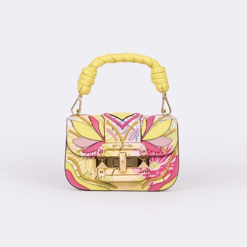 CROMIA IT TROPICAL kožená kabelka žlto-ružová, vzorovaná 68418000