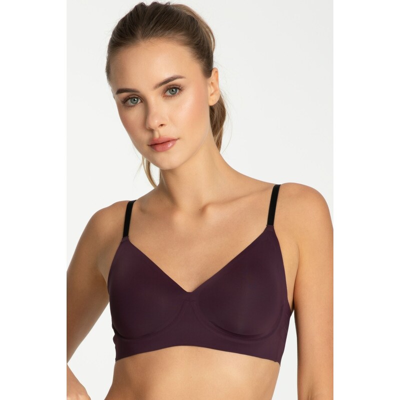 E-shop Julimex nevystužená podprsenka T-Shirt Dark Plum