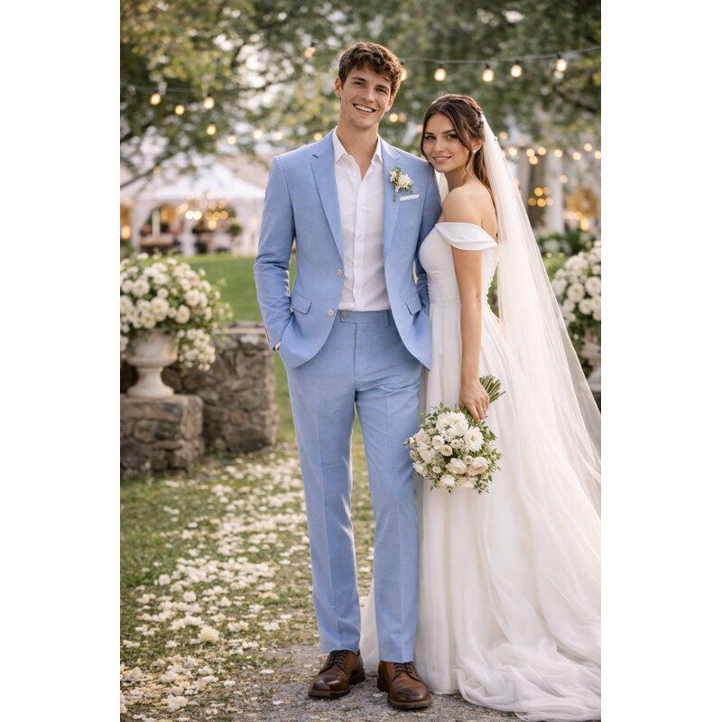 Pánske svetlomodré sako bi-stretch CELIO slim fit 68443191