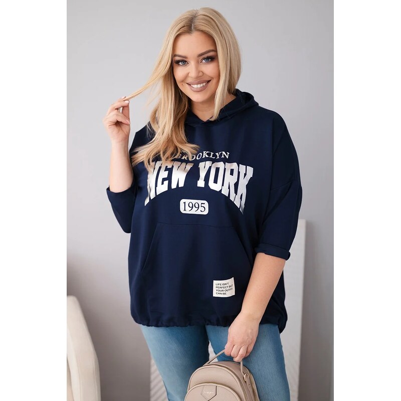 Kesi Dámska plus size mikina z viskózy s kapucňou a klokaním vreckom 68429614