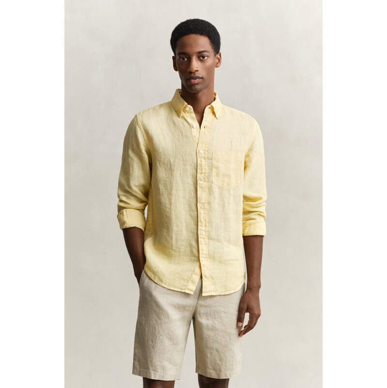 KOŠEĽA GANT REG GMNT DYED LINEN SHIRT DUSTY LIGHT YELLOW 68423451