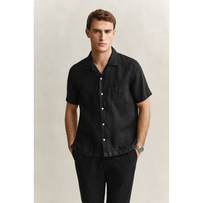 KOŠEĽA GANT REG GMNT DYED LINEN SS CAMP SHIRT BLACK 68423462