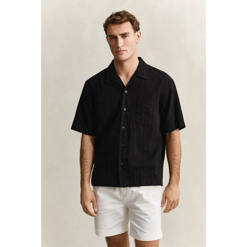 KOŠEĽA GANT REL DOBBY STRIPE CAMP COLLAR SHIRT BLACK 68423459