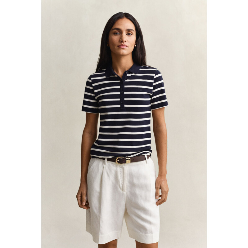 POLOKOŠEĽA GANT SLIM STRIPED SS PIQUE POLO EVENING BLUE 68423469