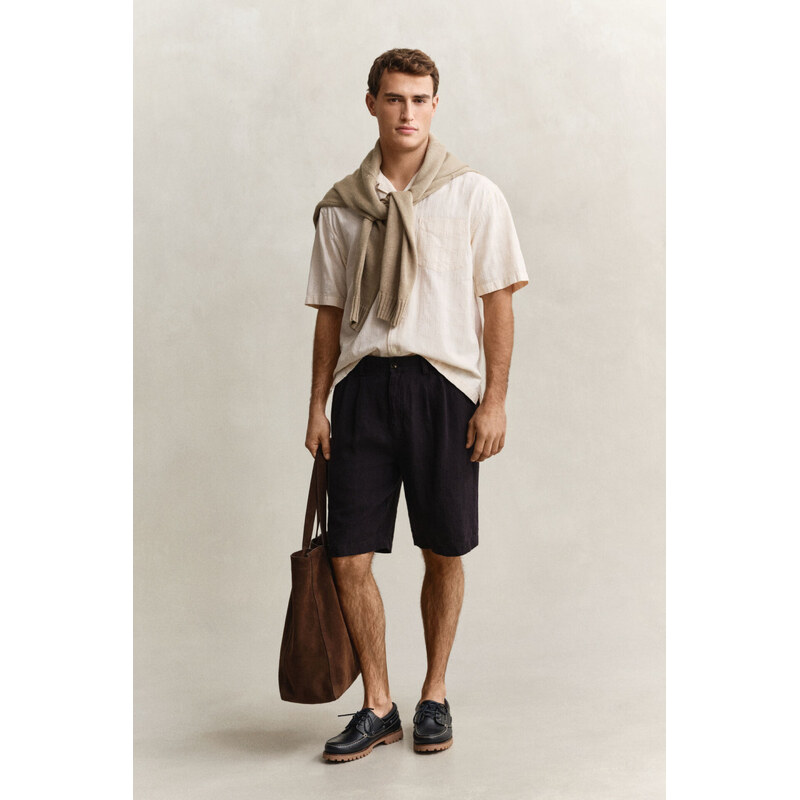 ŠORTKY GANT REL LINEN CHINO SHORTS EBONY BLACK 68423445