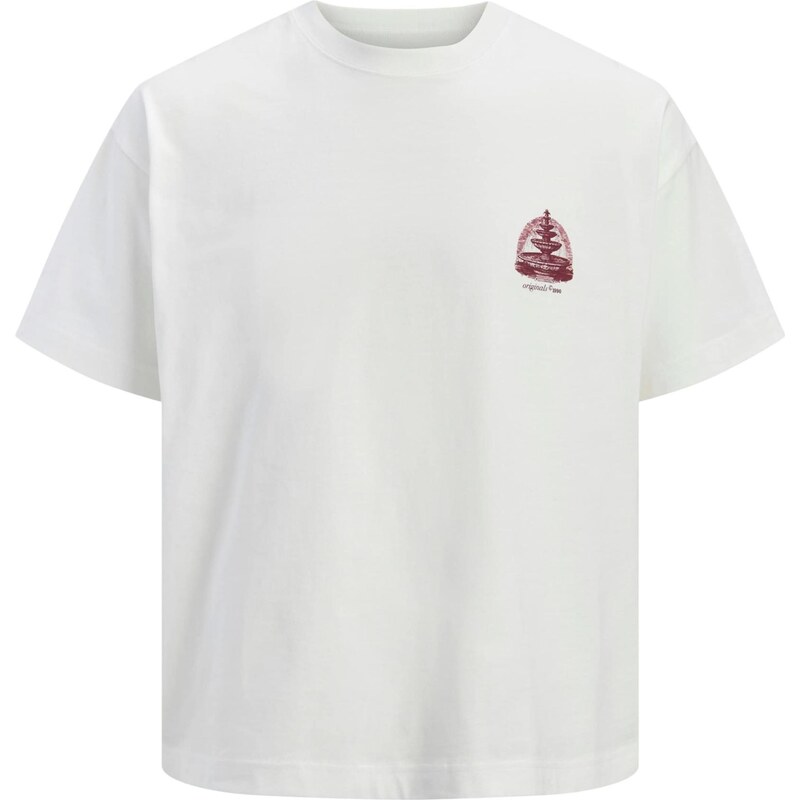 JACK & JONES Tričko JORMAINE rubínová / biela 68427151