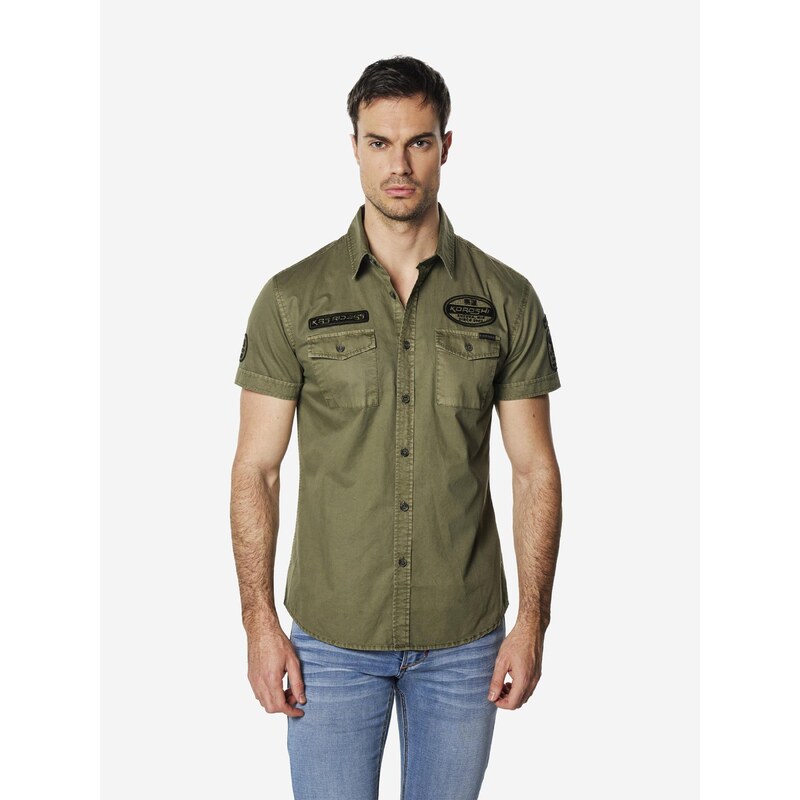 KOROSHI Košeľa olivová / čierna 68427355