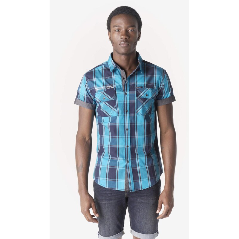 KOROSHI Košeľa námornícka modrá / azúrová / enciánová / sivá 68427361