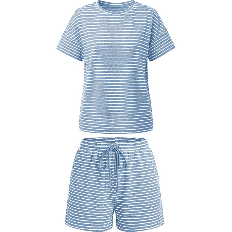 Imily Bela Nohavicový kostým nebesky modrá / biela 68427409