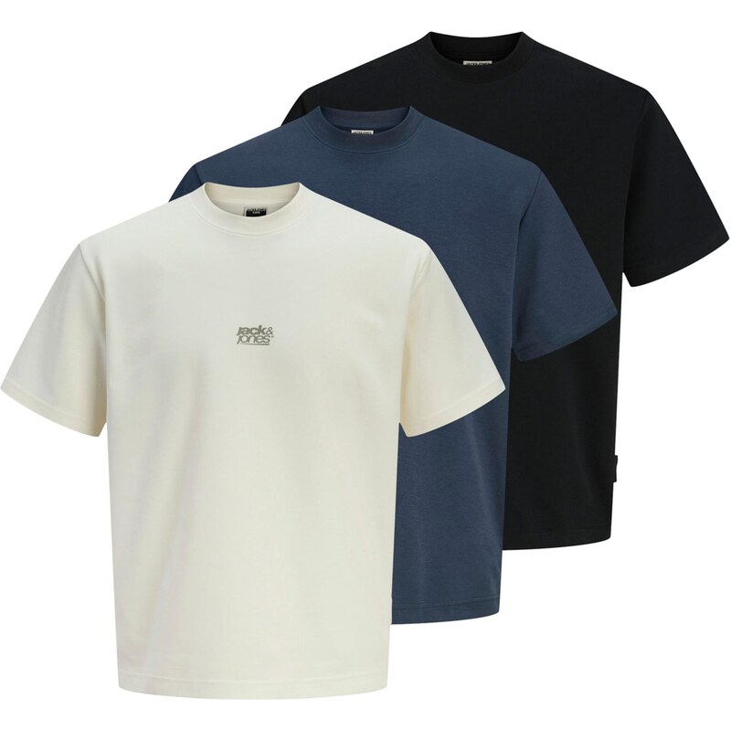JACK & JONES Tričko JCOBREEZE tmavomodrá / pastelovo žltá / sivá / 68427643