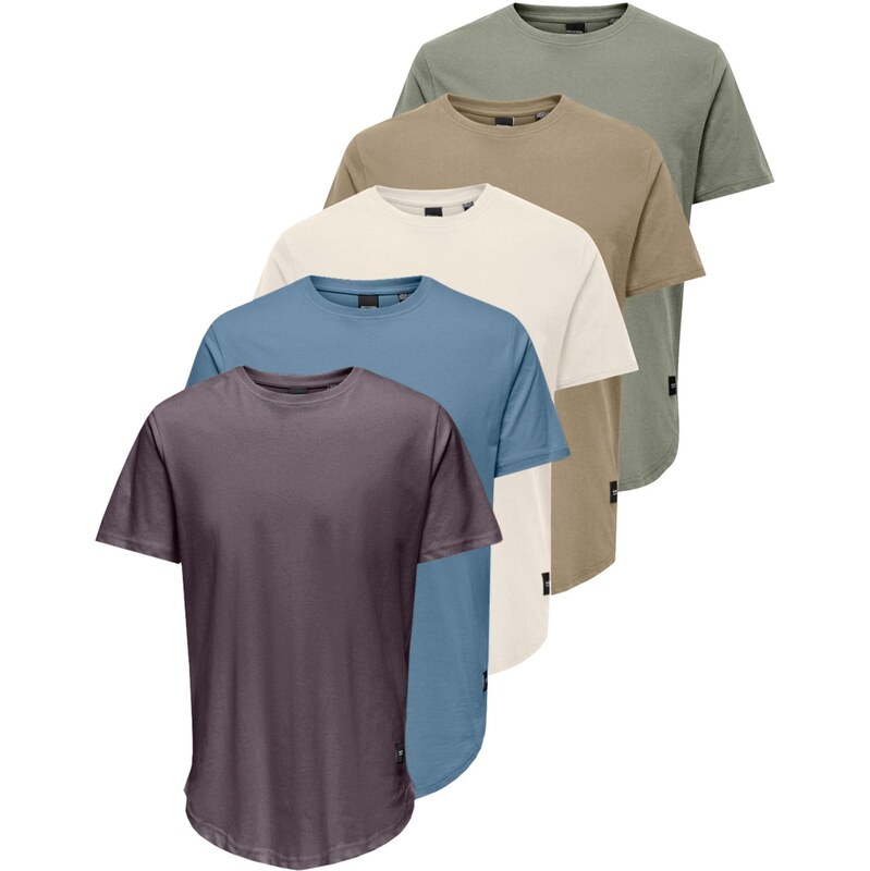 Only & Sons Tričko ONSMATT LONGY krémová / zafírová / olivová / 68427823