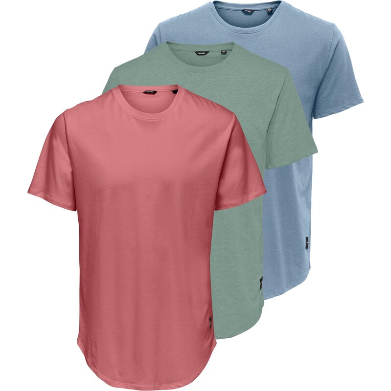 Only & Sons Tričko ONSMATT dymovo modrá / zelená / rosé 68427827