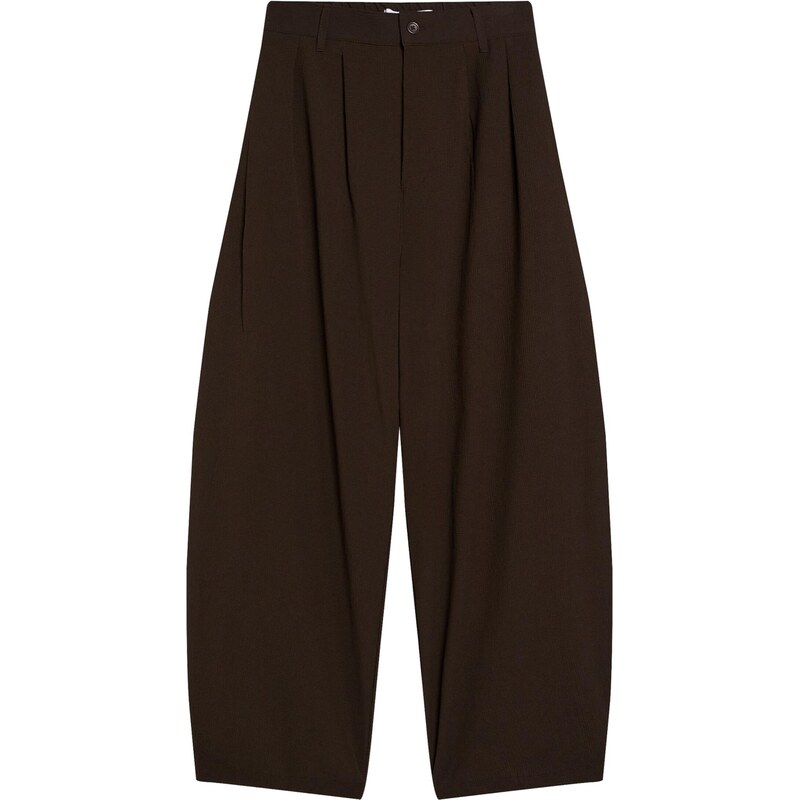 Bershka Plisované nohavice čokoládová 68428037