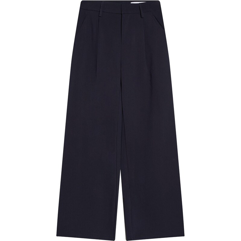 Bershka Plisované nohavice námornícka modrá 68428091