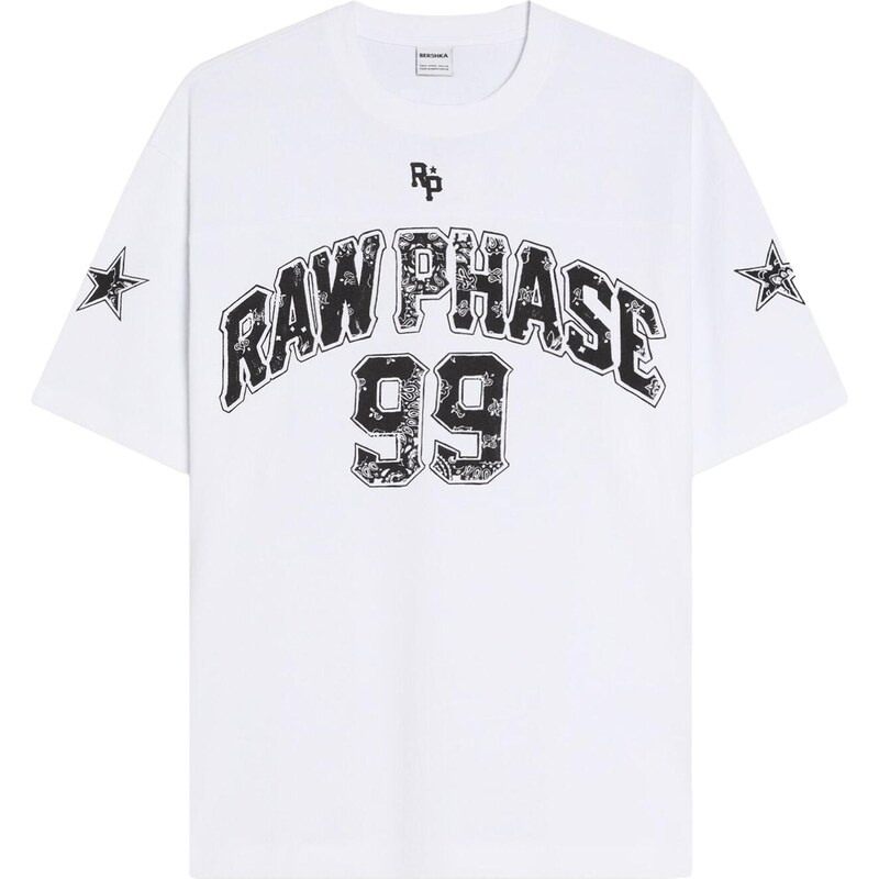 Bershka Tričko čierna / šedobiela 68428123