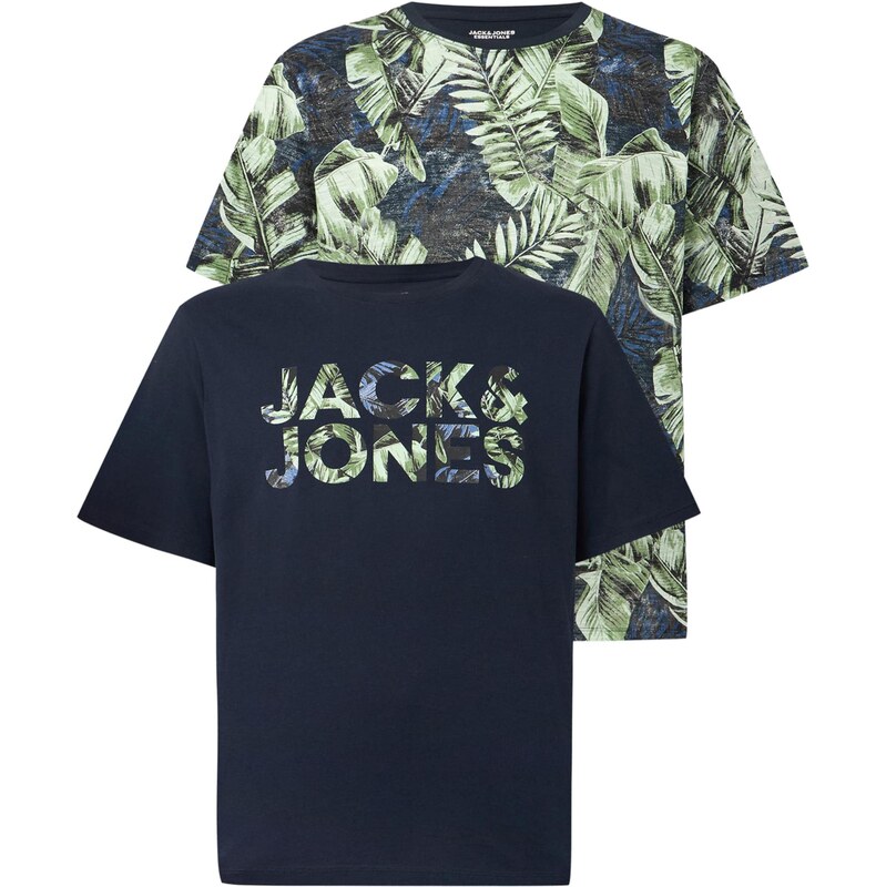 JACK & JONES Tričko JJEJEFF modrá / námornícka modrá / svetlozelená / 68428238
