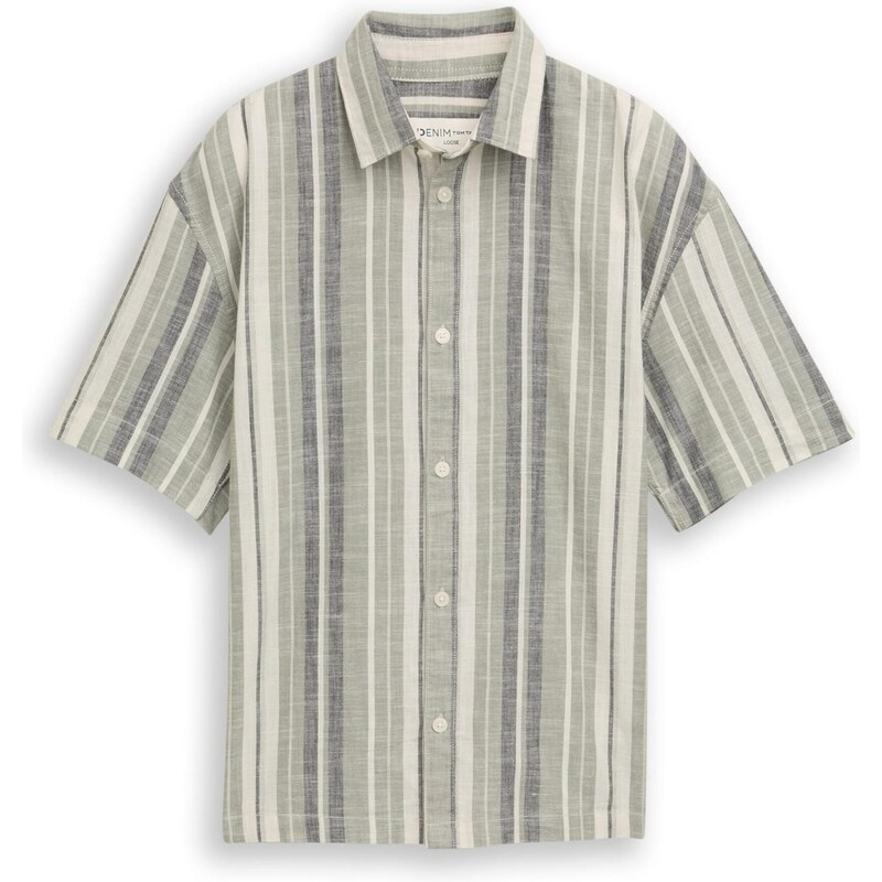 TOM TAILOR DENIM Košeľa svetlobéžová / dymovo modrá / modrá melírovaná 68428224