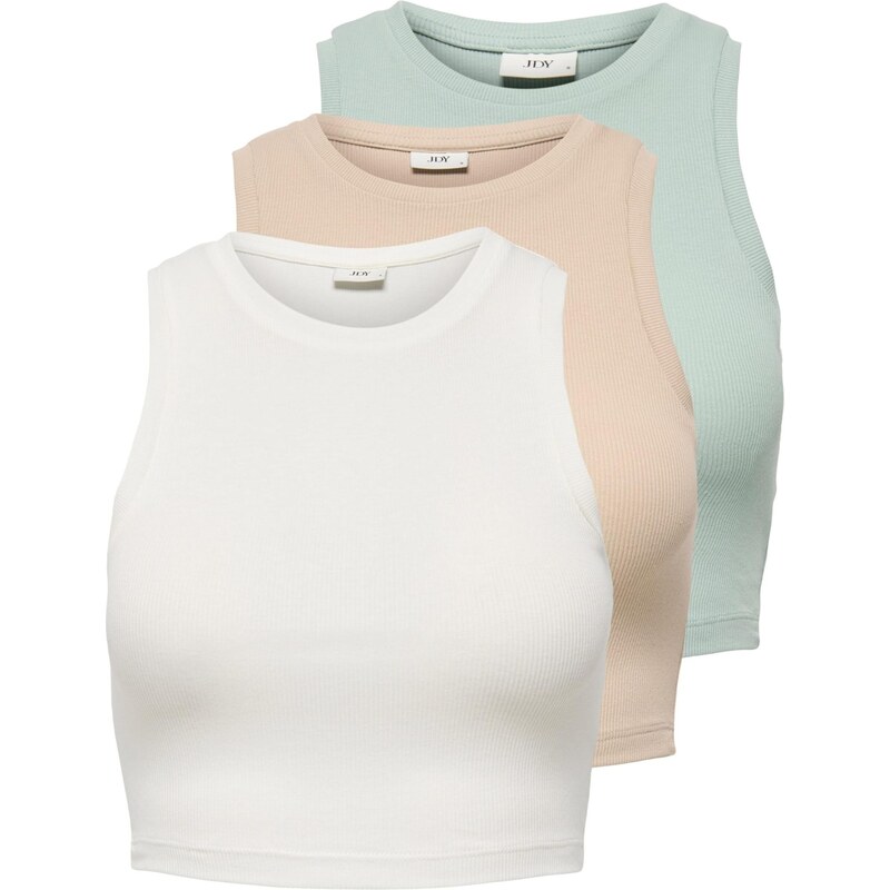 JDY Top JDYLUCKY farba ťavej srsti / svetlozelená / biela 68428260