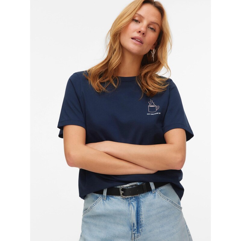 VERO MODA Tričko VMTARA ANITA námornícka modrá / svetlomodrá / púdrová 68430431