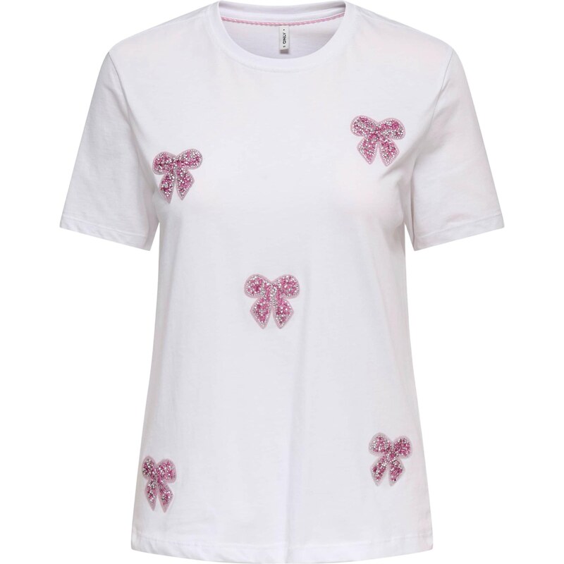 ONLY Tričko ONLKITA ružová / rosé / strieborná / biela 68430656