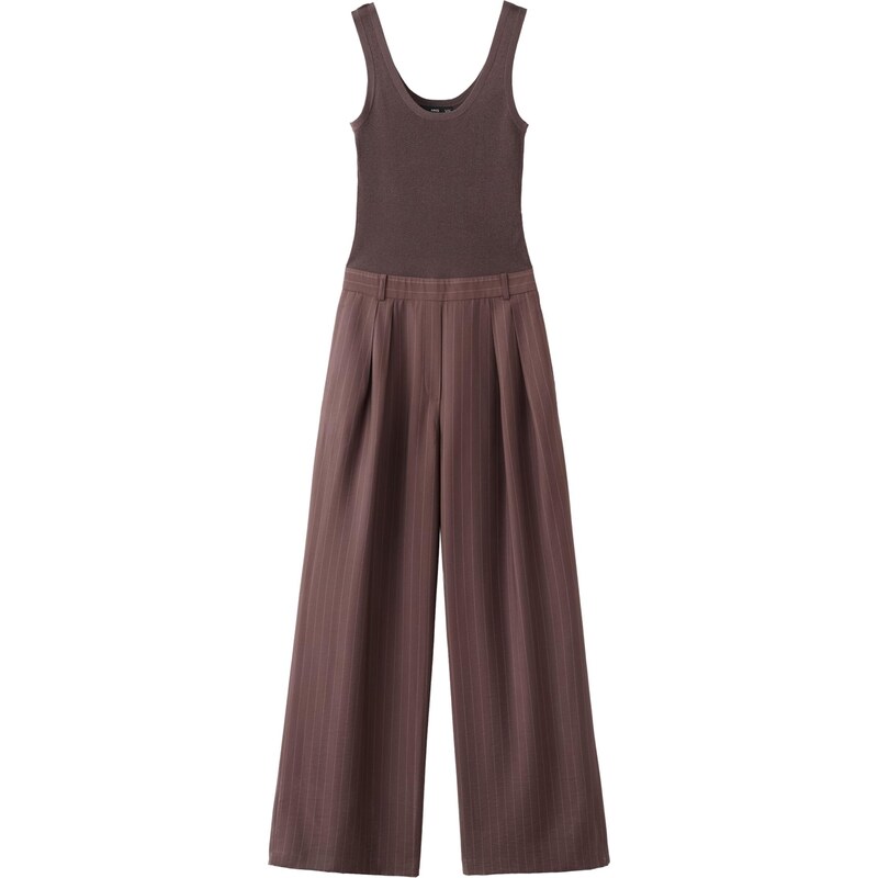 MANGO Overal Gigi tmavohnedá / biela 68430591