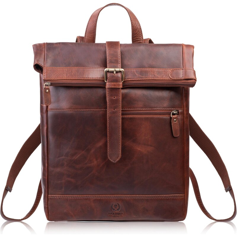 Paolo Peruzzi Kožený batoh v retro štýle na notebook | koňak AY-32-CG 68429981