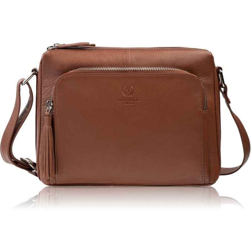 Paolo Peruzzi Dámska priestranná kožená kabelka cez rameno | koňak AY 68429983