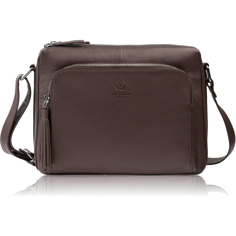 Paolo Peruzzi Dámska priestranná kožená kabelka cez rameno | hnedá AY 68429984