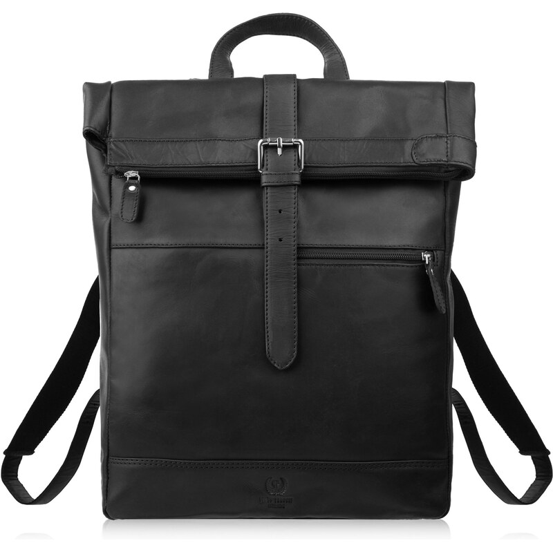 Paolo Peruzzi Kožený batoh v retro štýle na notebook | čierna AY-32-BL 68431427