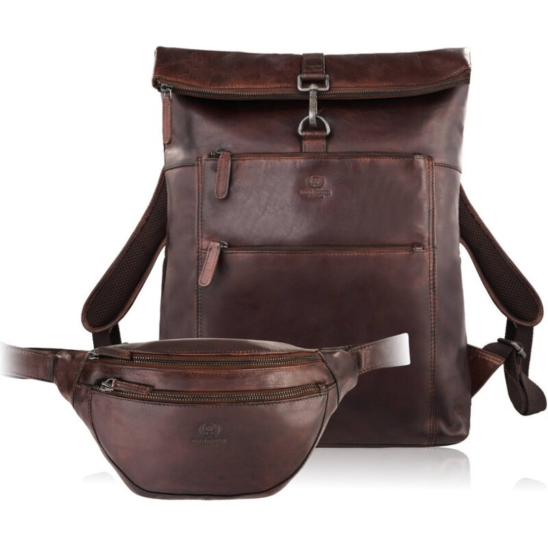 Paolo Peruzzi Darčeková sada, kožený batoh a pánska taška cez rameno | 68431429