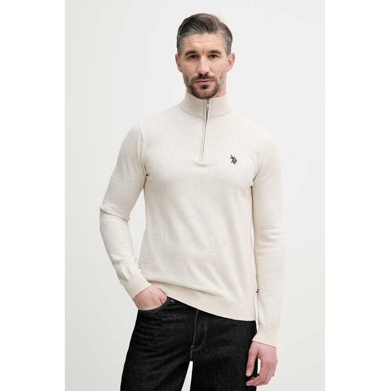 U.S. Polo Assn. sveter pánsky bavlnený COTTON 1/4 ZIP NECK 68435444