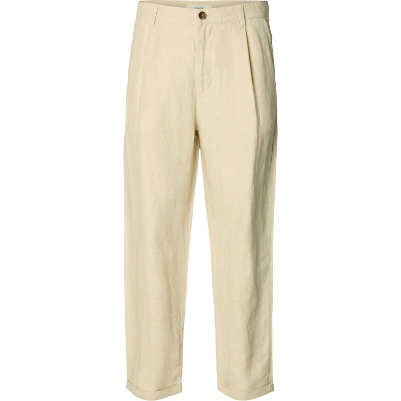 SELECTED Plisované nohavice vaječná škrupina 68441013