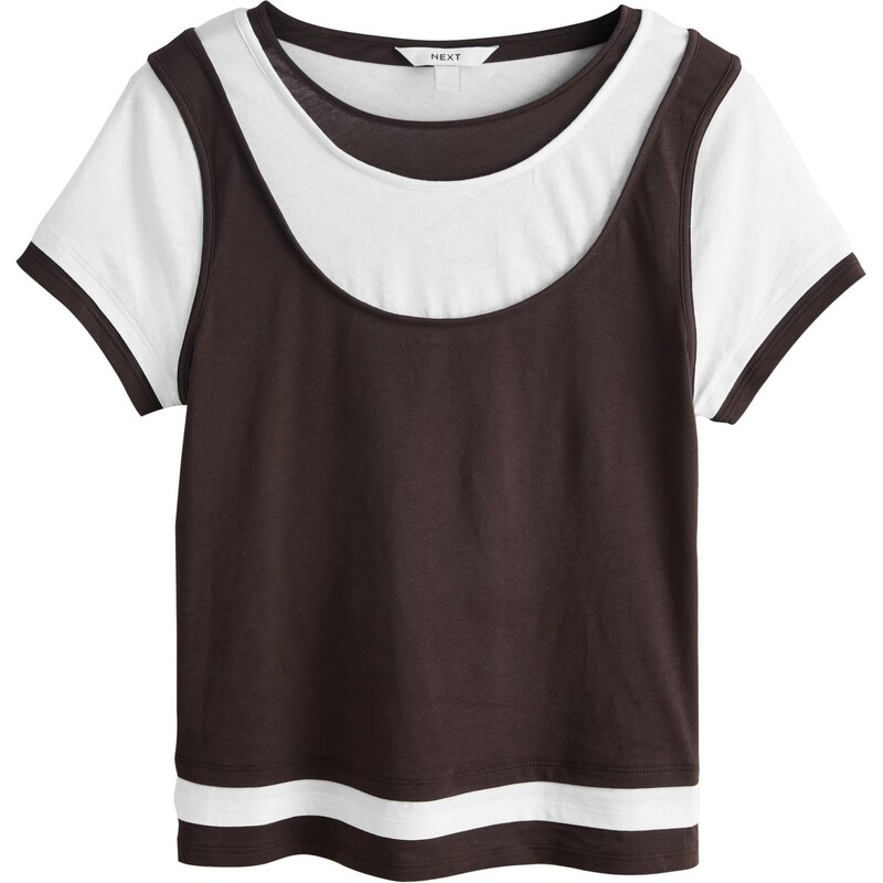 Next Tričko čokoládová / biela 68441027