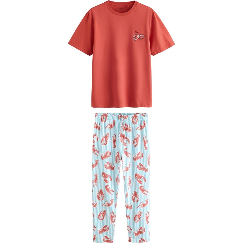 Next Dlhé pyžamo svetlomodrá / červená / biela 68441154