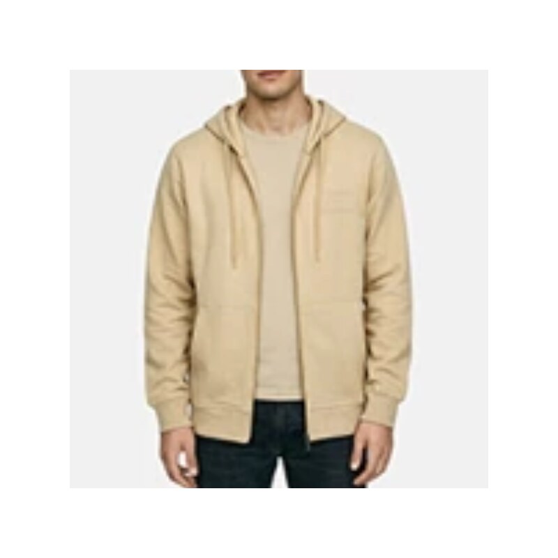 Pohodlná Pánska Mikina LEE COOPER Originals na zips s kapucňou béžová 68435559