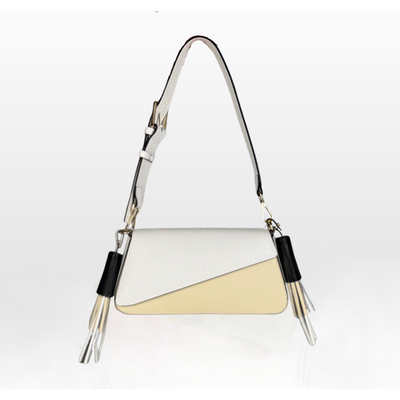 CROMIA PETIT KYRA kožená kabelka bielo-čierna 68436310