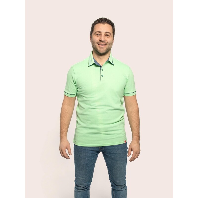 Pánska polokošeľa CityZen SPARKS limetková/modrá 68439963