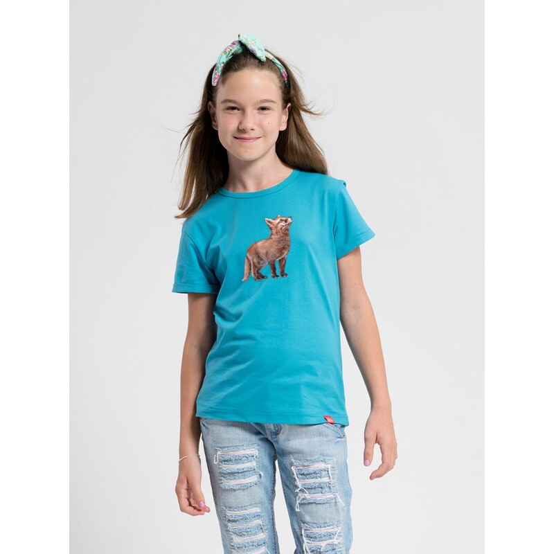 Detské tričko CityZen DOROTKA s potlačou Líšče petrolejová 68440038