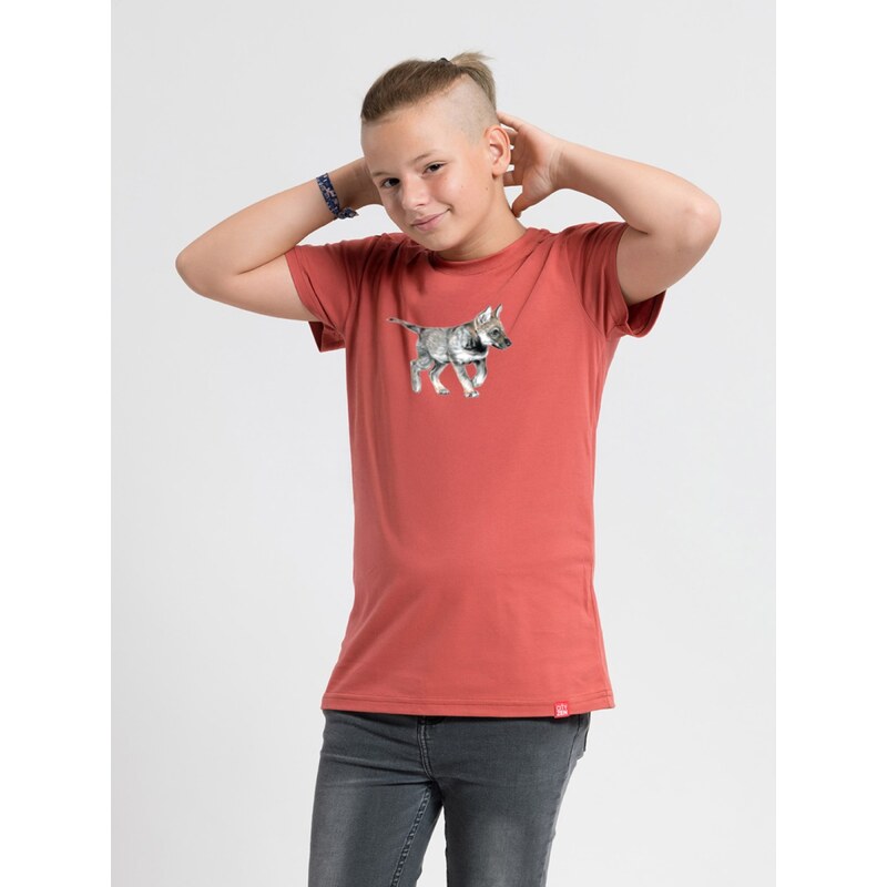 Detské tričko CityZen MATYÁŠ s potlačou Jelínek Vlče tehlová 68440042
