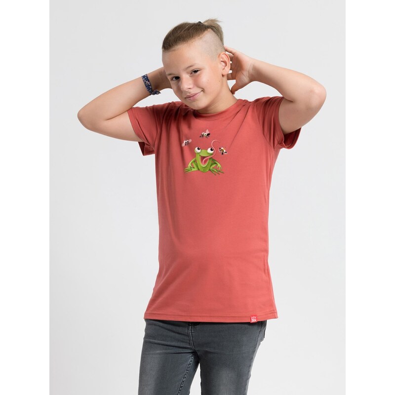 Detské tričko CityZen MATYÁŠ s potlačou Jelínek Bláznivá žaba tehlová 68440041