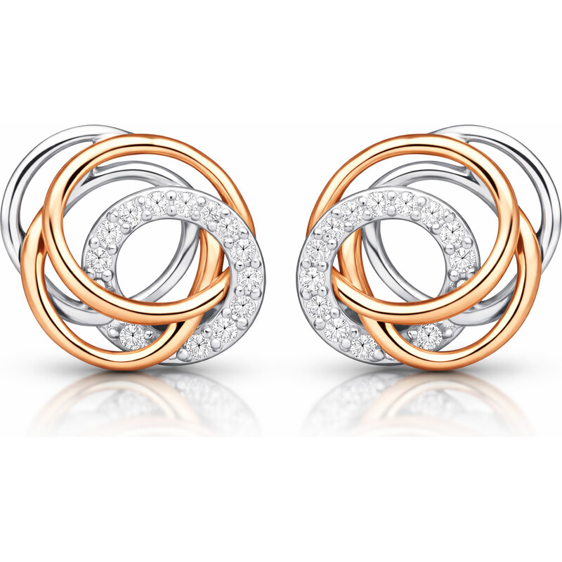 Silver Cat Štýlové bicolor náušnice so zirkónmi SC407 66590921