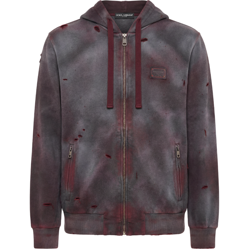 DOLCE & GABBANA Worn Effect Burgundy mikina 68441620