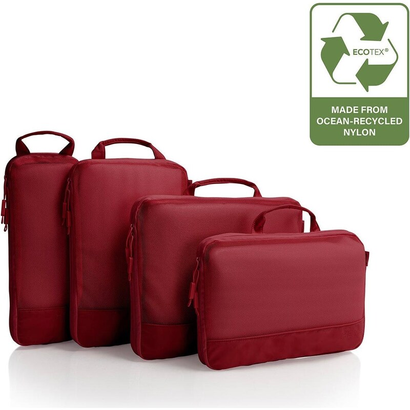 Cestovne organizery Heys Ecotex Compression Packing Cube 4 Pc Set Red 68442436