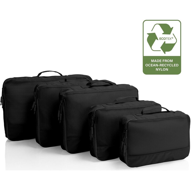 Cestovne organizery Heys Ecotex Packing Cube 5 Pc Set Black Onyx 68442438
